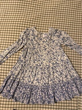 Old Navy White and Blue Floral Tiered Dress